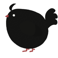 A black chicken with a lace pattern