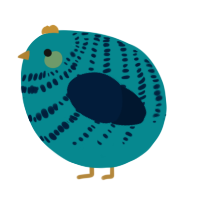 A teal and tumblr chicken with a bar pattern