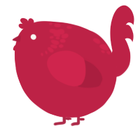 A crimson chicken with a neck-speckle pattern