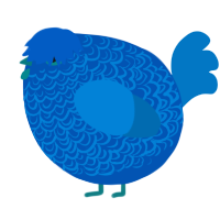 A ultramarine and sapphire chicken with a double-lace pattern