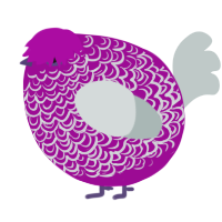A plum and silver chicken with a double-lace pattern