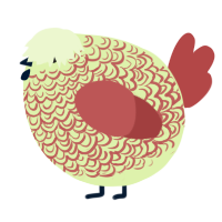 A apple and red chicken with a double-lace pattern