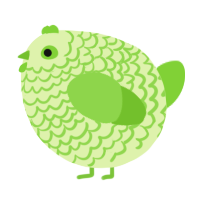A apple and grass chicken with a lace pattern