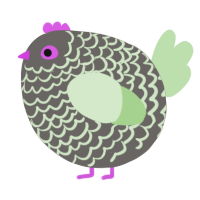 A grey and gluppy chicken with a lace pattern