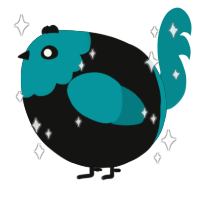 A black and teal chicken with a head pattern