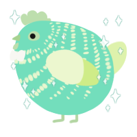 A mint and apple chicken with a bar pattern