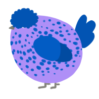 A lilac and ultramarine chicken with a speckle pattern