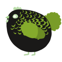 A sable and chartreuse chicken with a half-lace pattern