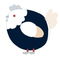 A tumblr and cream chicken with a head pattern