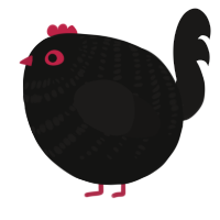 A black and sable chicken with a bar pattern