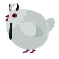 A silver chicken with a head pattern