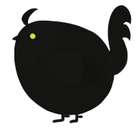 A black chicken with a head pattern
