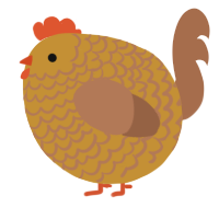 A gold and brown chicken with a lace pattern