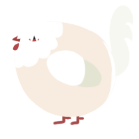 A cream and white chicken with a head pattern