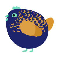 A navy and orange chicken with a half-lace pattern