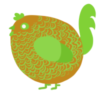 A ochre and grass chicken with a double-lace pattern