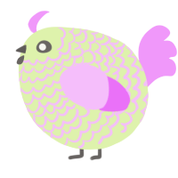 A apple and lavender chicken with a lace pattern