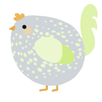 A mist and apple chicken with a speckle pattern