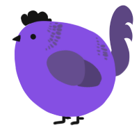 A blurple and overcast chicken with a neck-band pattern