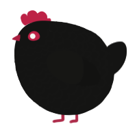 A black chicken with a lace pattern