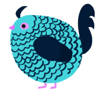 A aqua and tumblr chicken with a lace pattern