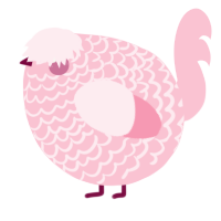 A rose chicken with a lace pattern