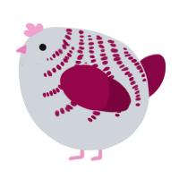 A mist and maroon chicken with a half-bar pattern