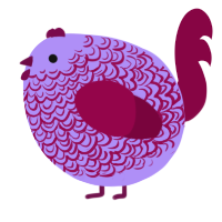 A lilac and maroon chicken with a double-lace pattern