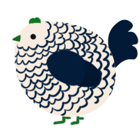 A cream and tumblr chicken with a lace pattern