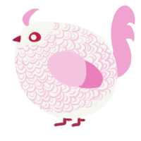 A white and pink chicken with a double-lace pattern