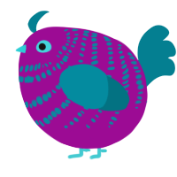 A plum and sea chicken with a bar pattern