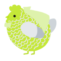 A lime and mist chicken with a lace pattern