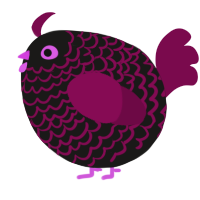 A sable and wine chicken with a lace pattern