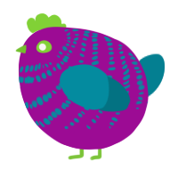 A plum and sea chicken with a bar pattern