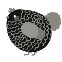 A black and ash chicken with a lace pattern