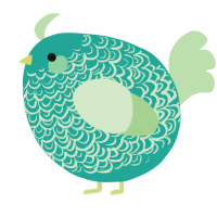 A turquoise and gluppy chicken with a double-lace pattern
