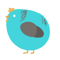 A aqua and grey chicken with a neck-band pattern