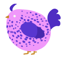 A lavender and indigo chicken with a speckle pattern