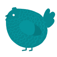 A teal chicken with a lace pattern