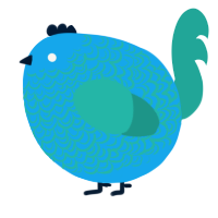 A sky and turquoise chicken with a double-lace pattern