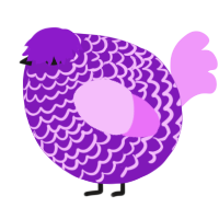 A violet and lavender chicken with a lace pattern