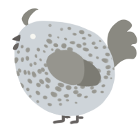 A mist and ash chicken with a speckle pattern