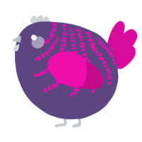 A overcast and fuchsia chicken with a half-bar pattern