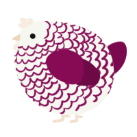A white and wine chicken with a lace pattern