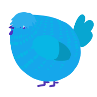 A sky and cerulean chicken with a bar pattern