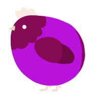 A amethyst and wine chicken with a head pattern