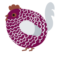 A wine and mist chicken with a lace pattern