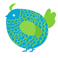A cerulean and grass chicken with a lace pattern