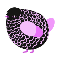 A black and lavender chicken with a lace pattern