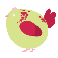 A lemon and crimson chicken with a neck-speckle pattern